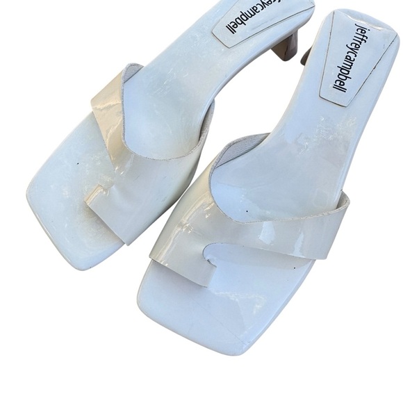 Jeffrey Campbell Teclado Sandals, White Patent, Size 6 - Picture 4 of 9